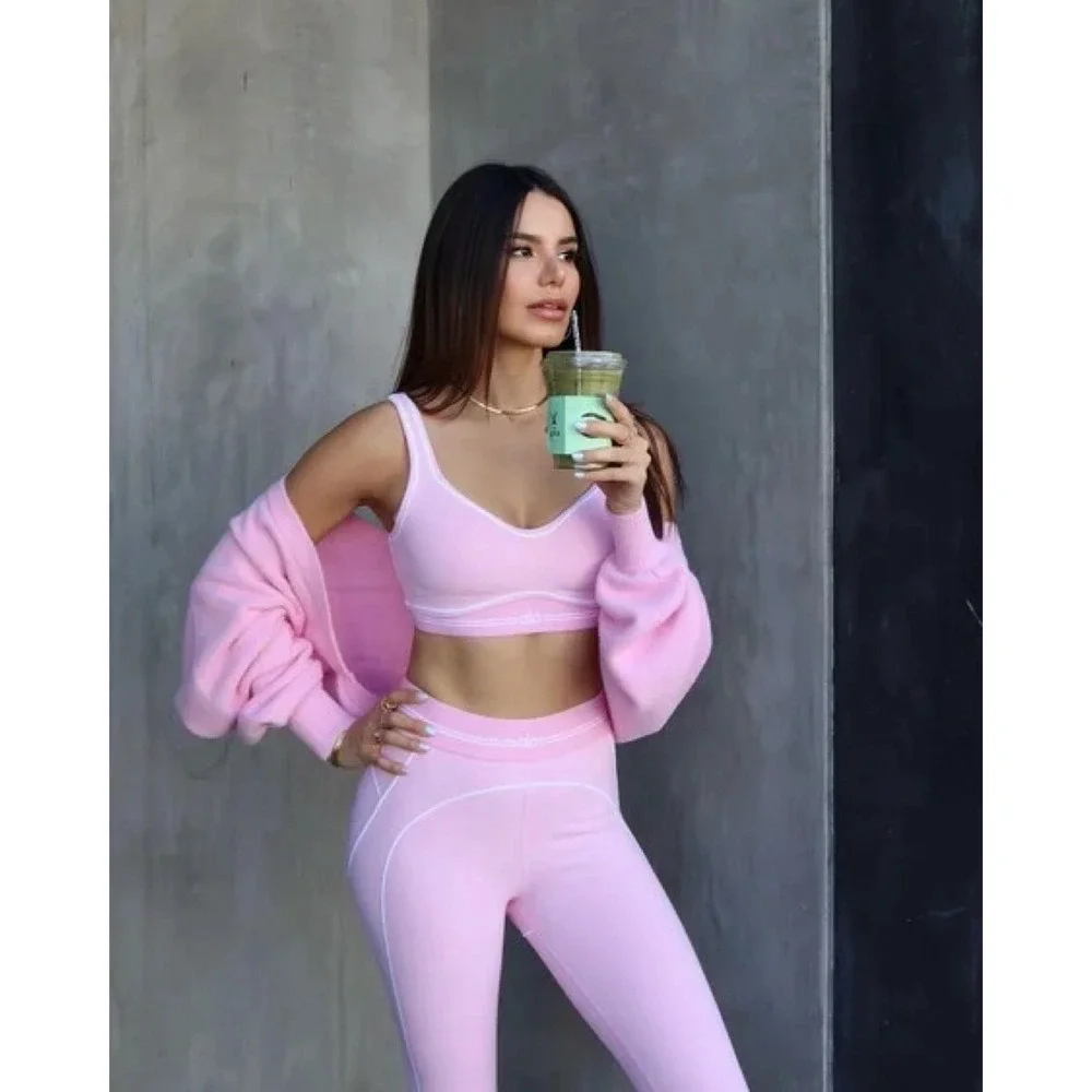 Alo Yoga Airbrush High-Waist Heart Throb Legging Sweet Pink/White XS
